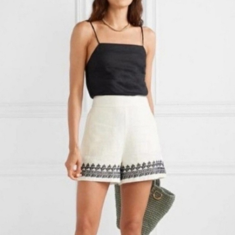 NWT J. Crew Embroidered-Trim Beauchamps Linen Shorts White Size 14